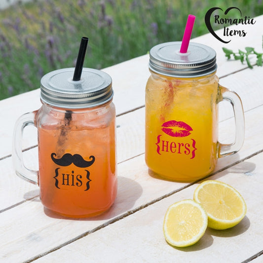 Borcanase cuplu cu capac si pai - ghici.shop