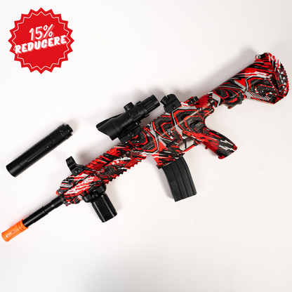 Gel blaster M4A4 rosu replica/copie  dupa  m416 cu bile din hidrogel full  automat cu supresor cadou ghici.shop